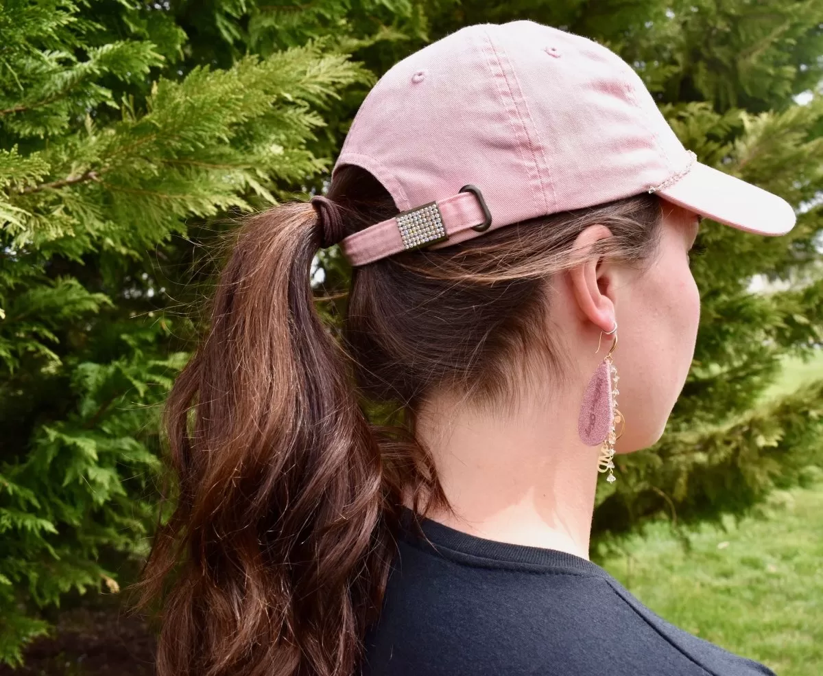 Blush Hat with Gold Crystal Chain