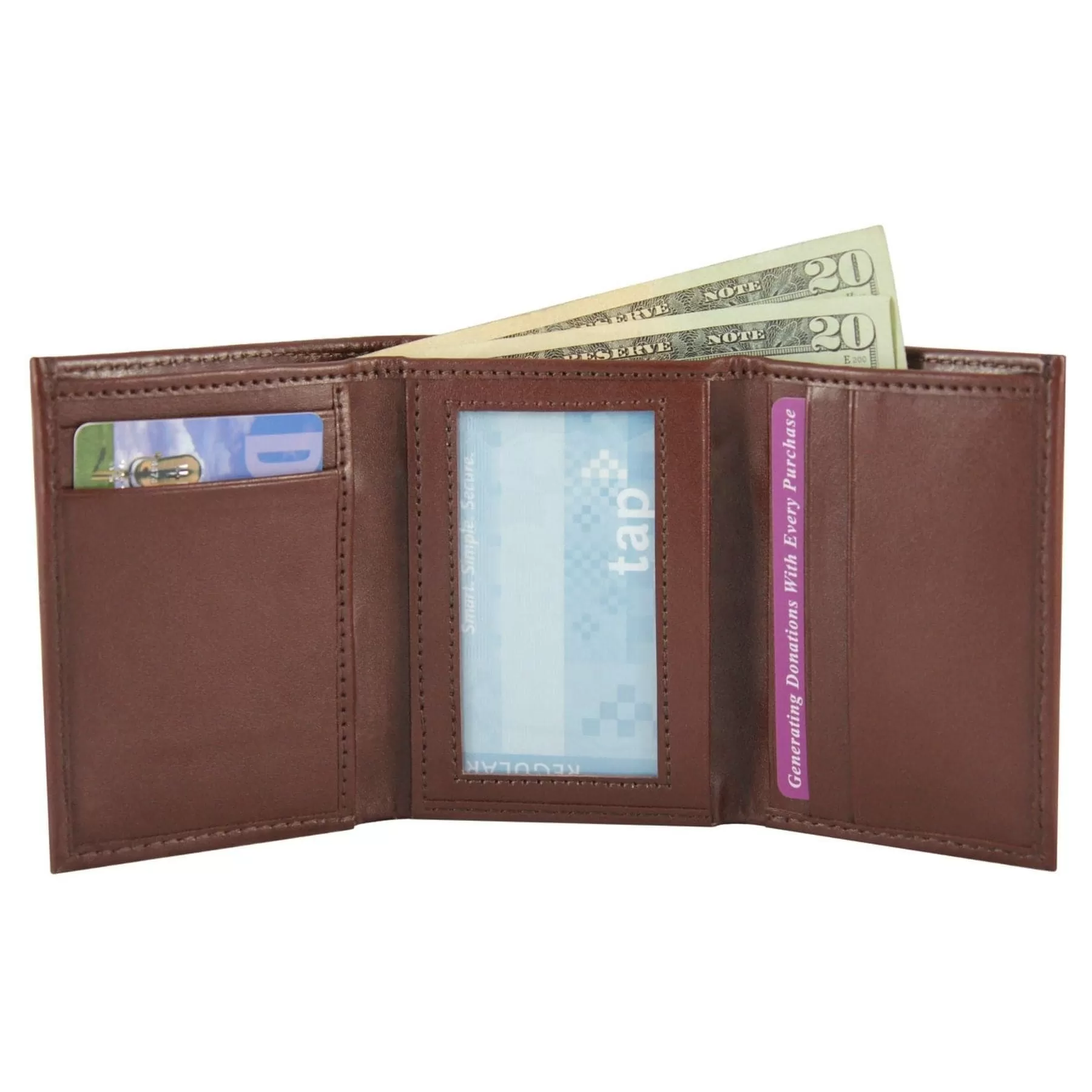 'Bradley' Tri-Fold Vegan Wallet by The Vegan Collection - Brown