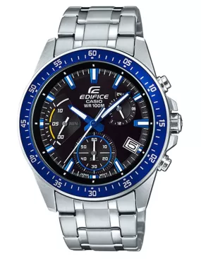 Casio Edifice EFV540 Series Mens Watch - Chrono - Black & Blue  Dial - Stainless