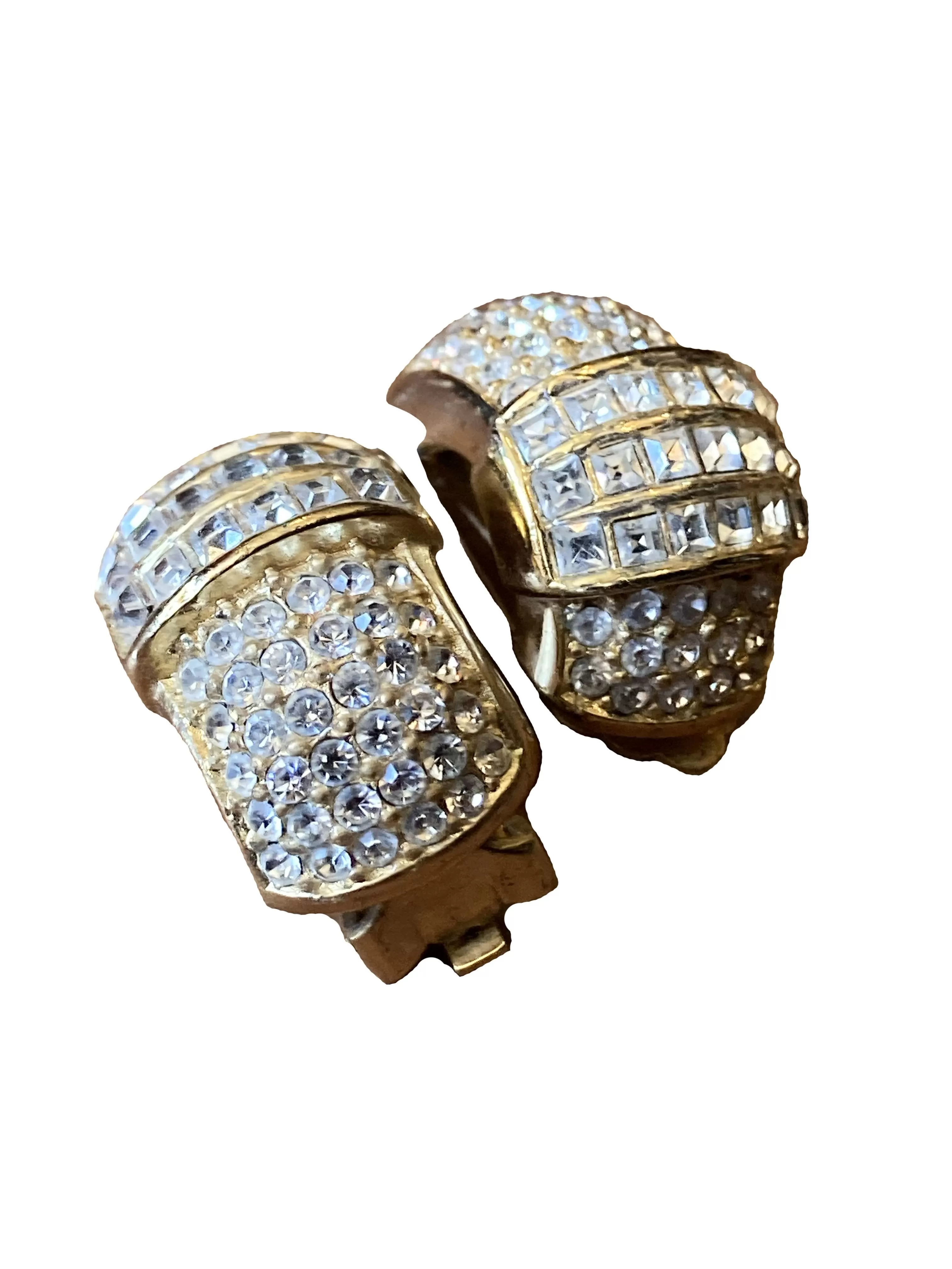 Christian Dior Gold Tone Crystal Clip-on Earrings