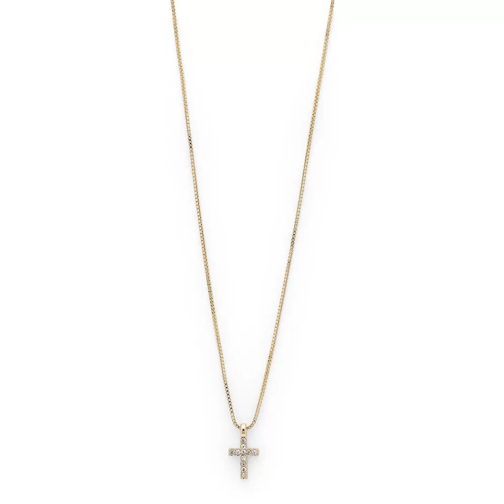 Clara Cross Gold Plated Crystal Necklace