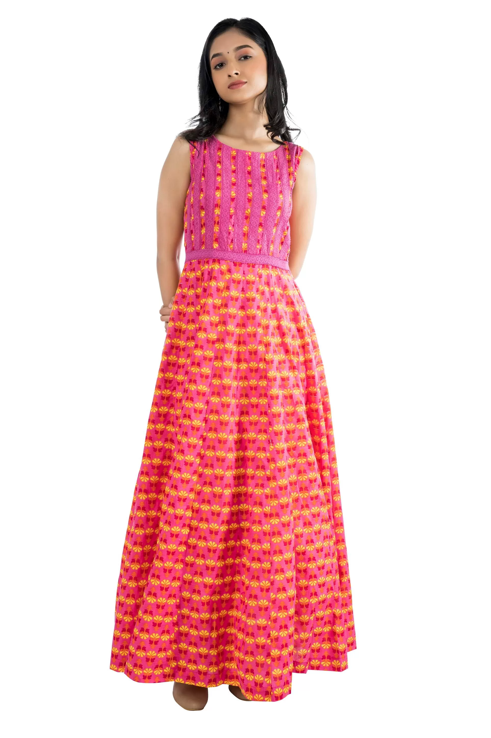 Cotton Flared Printed Gown