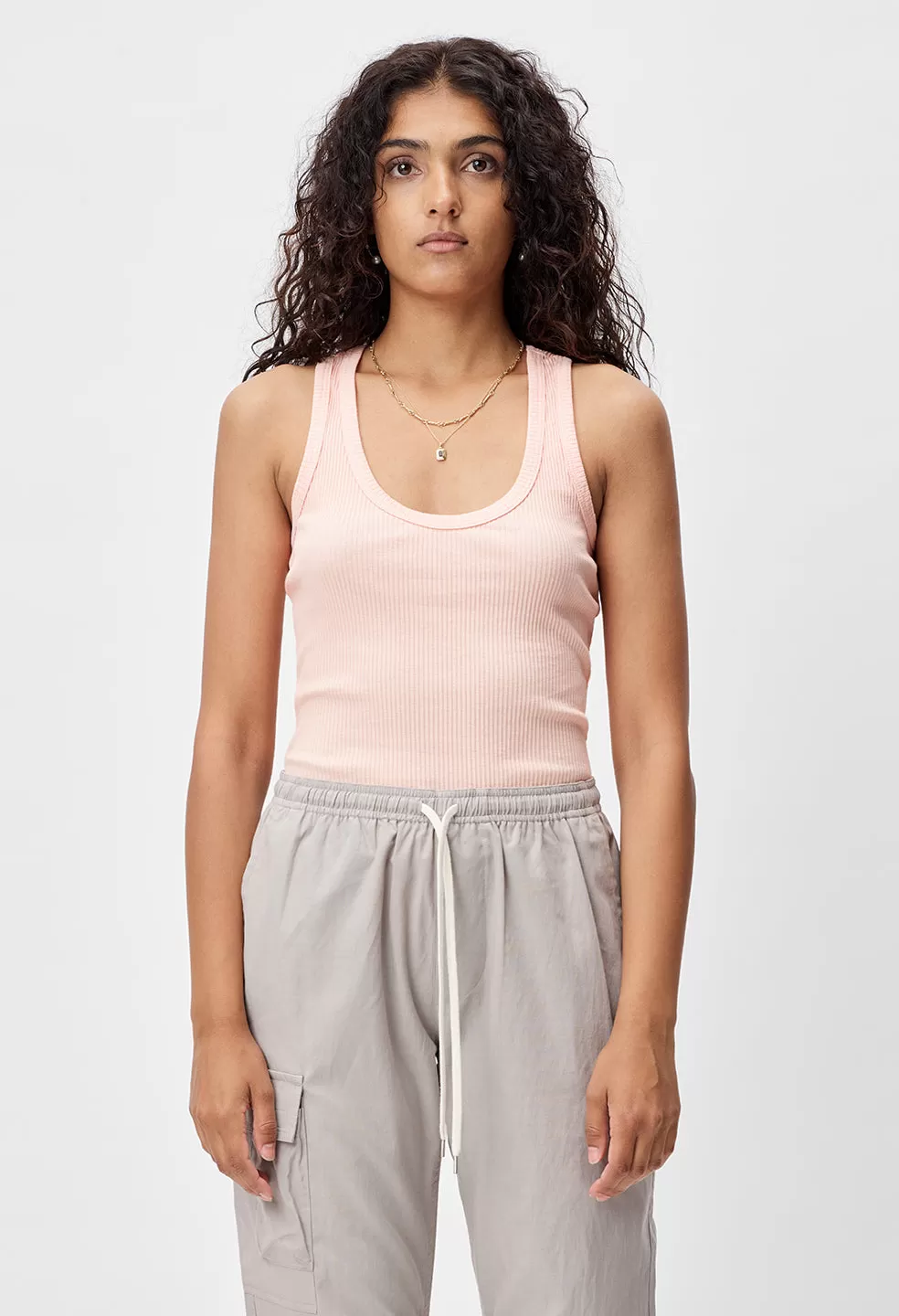 Cotton Rib Tank / Fluorescent Peach