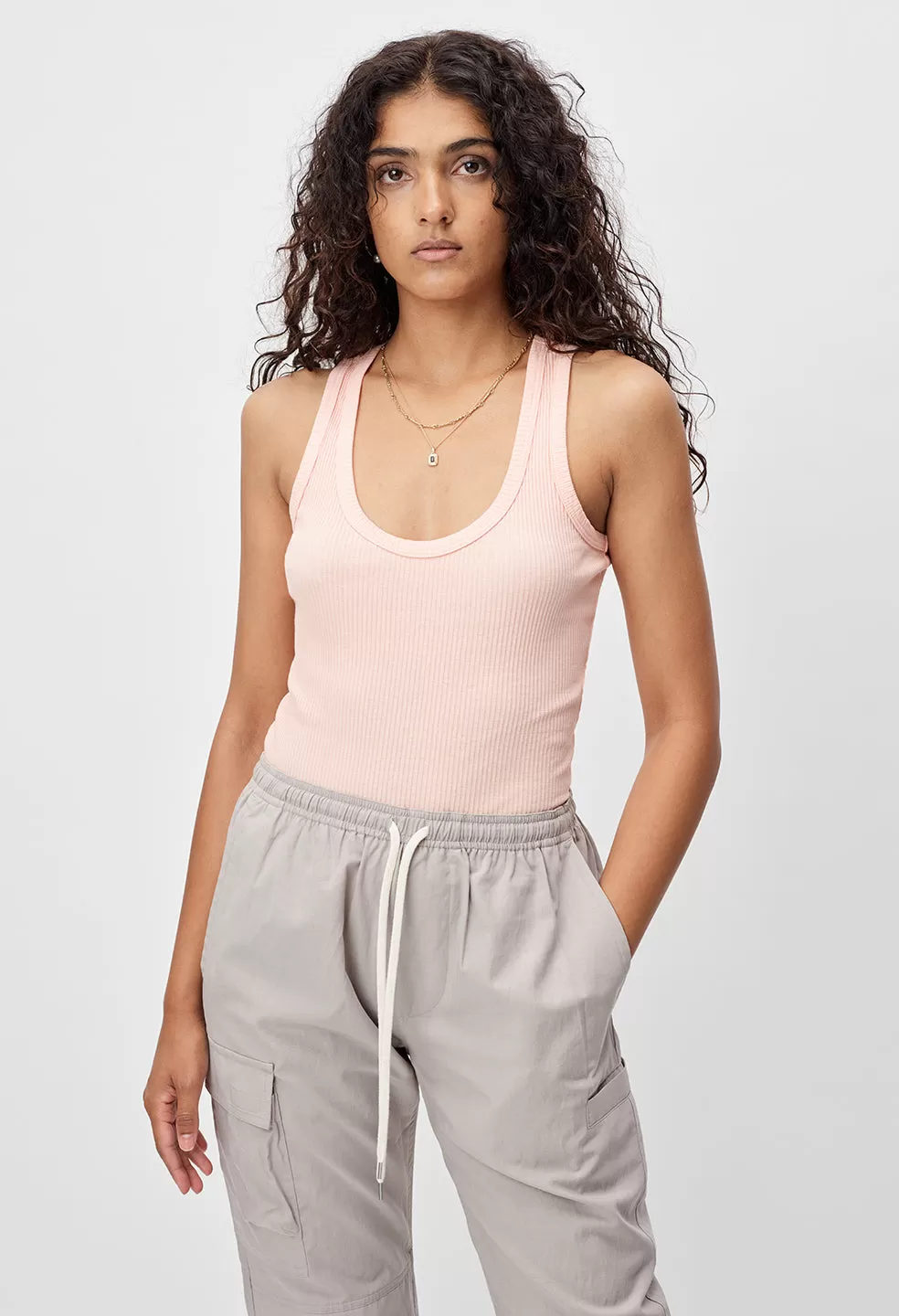 Cotton Rib Tank / Fluorescent Peach