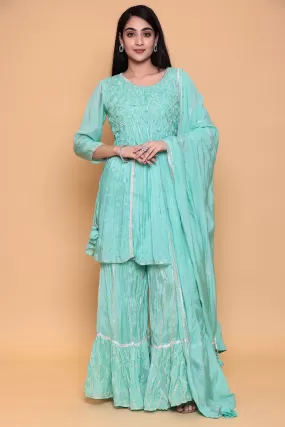 Cotton silk Suit with Gota work.