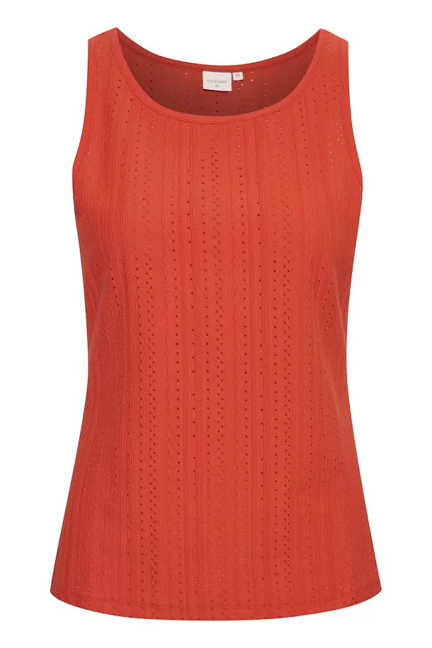 Cream Kafila Tank - Tangerine