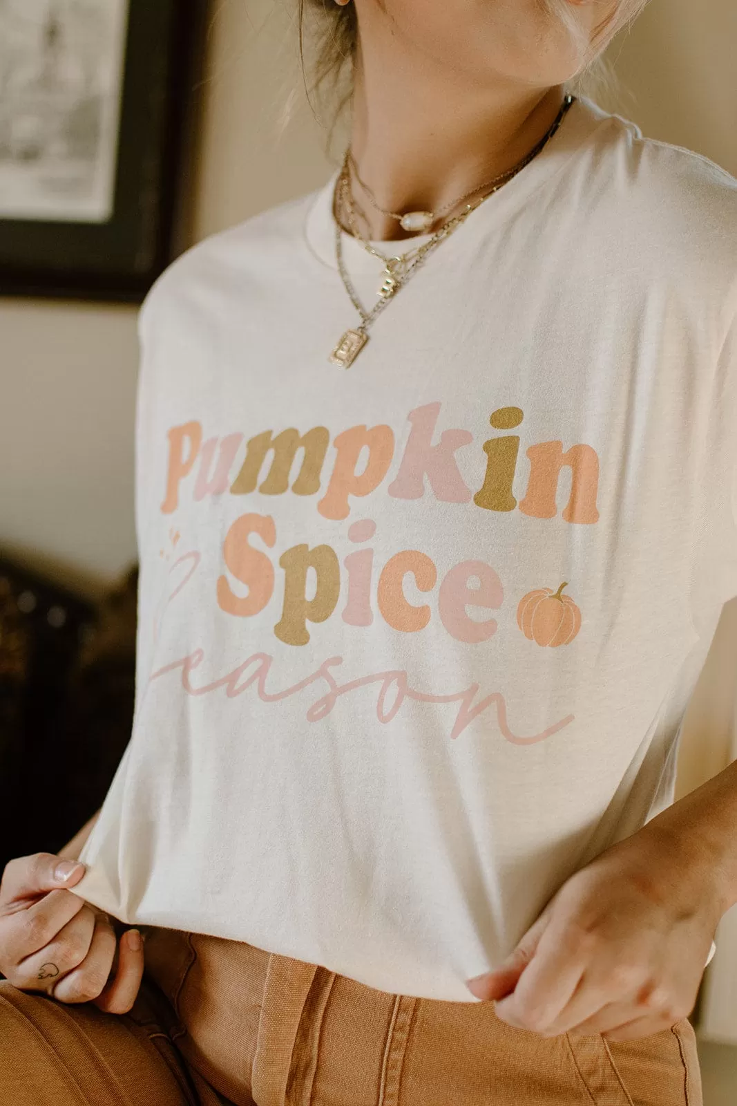 Cream Pumpkin Spice Retro Tee