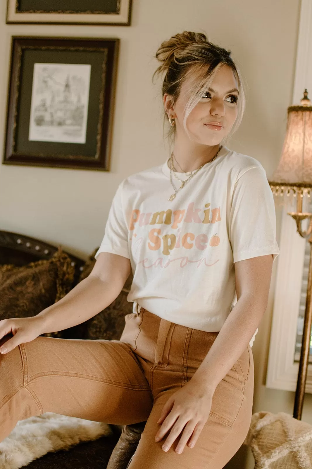 Cream Pumpkin Spice Retro Tee