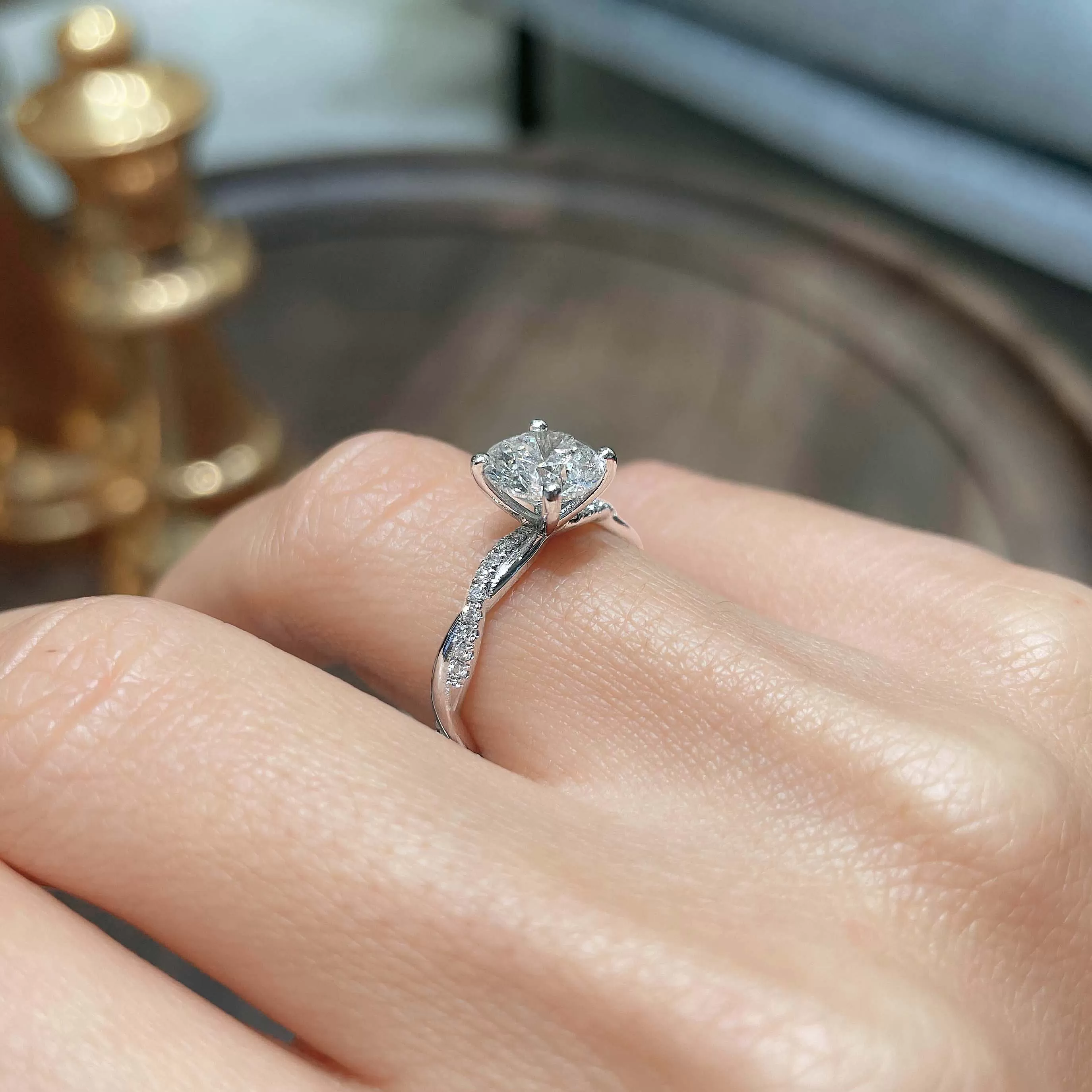 Crystal Lab Grown Diamond Ring -18K White Gold