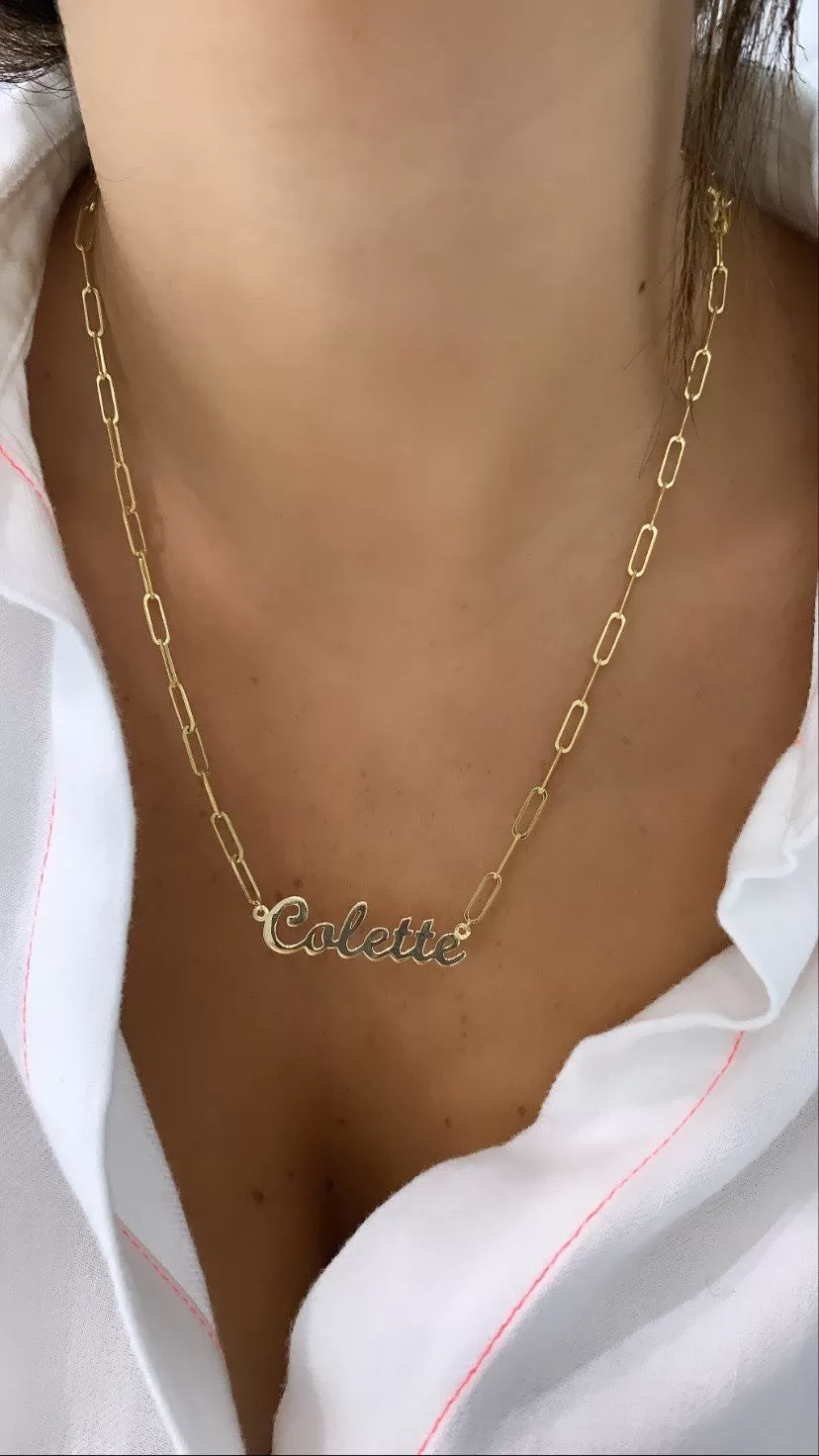 Custom Cursive Paperclip Chain Name Necklace