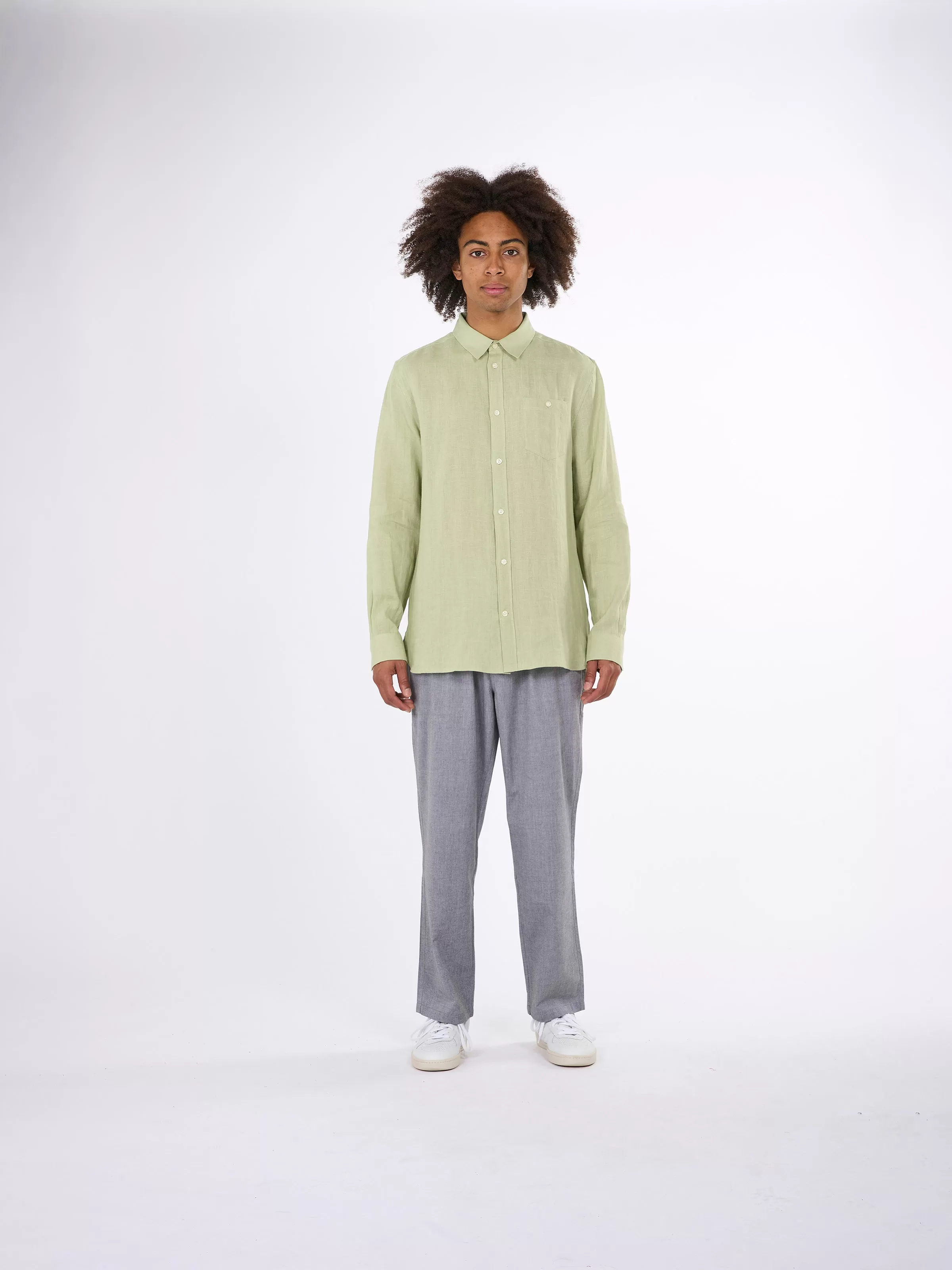 Custom fit linen shirt - Swamp