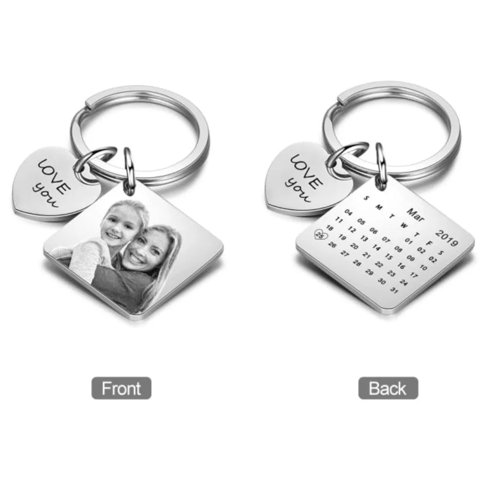 Custom Name And Date Engraved Calendar Keychains