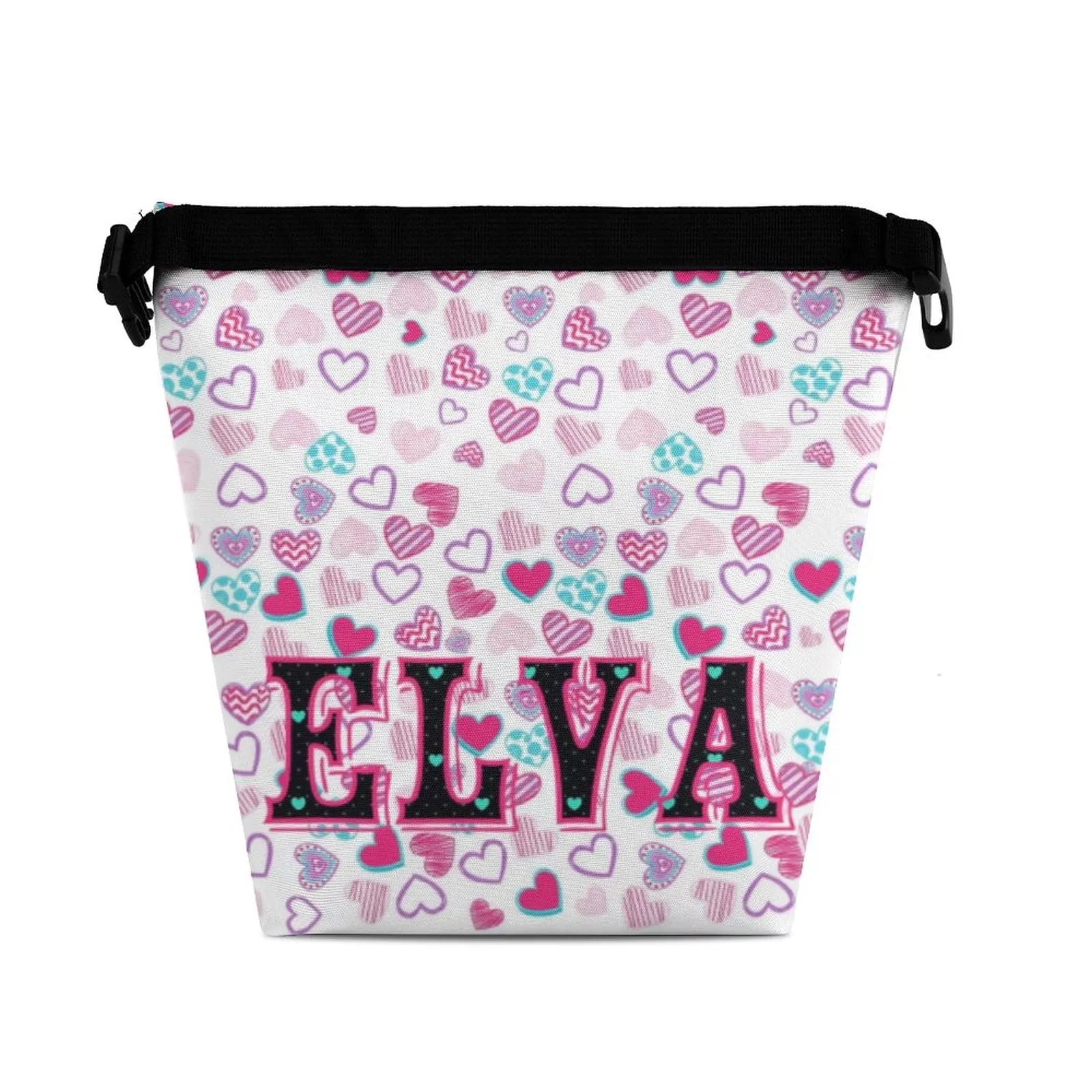 Custom Name Heart Foldable Portable Lunch Bag