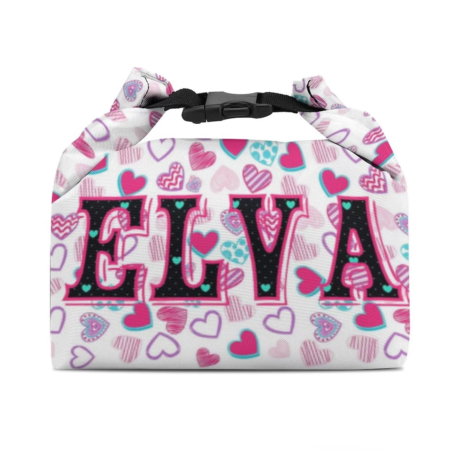 Custom Name Heart Foldable Portable Lunch Bag