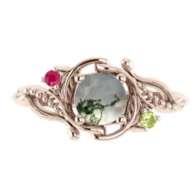 Custom order: Undina ring with moss agate