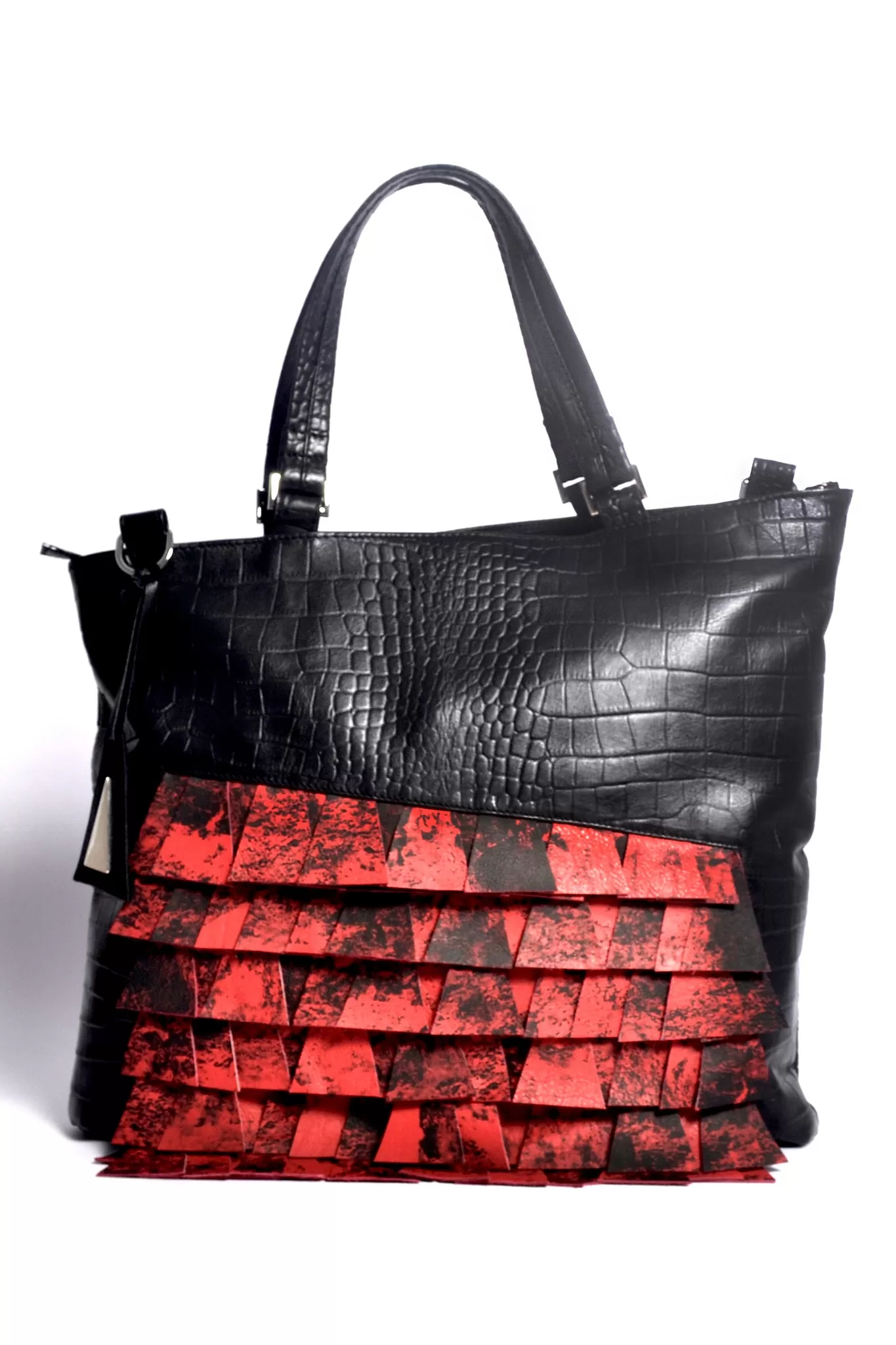 Cut Leather Asymmetric Tote