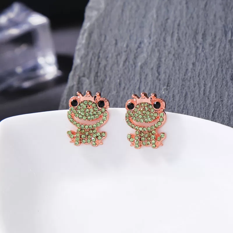 Cute Frog Prince Style Stud Earrings