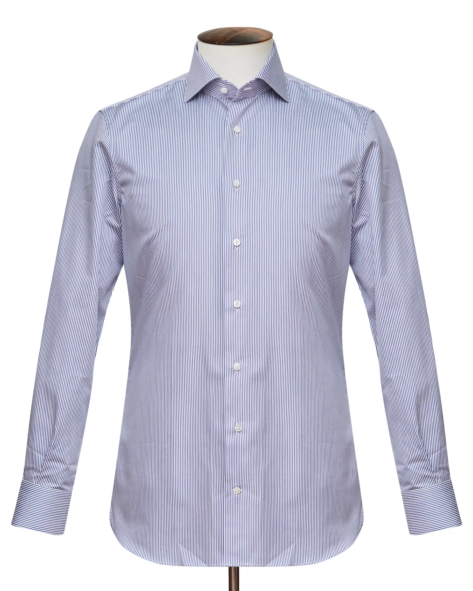 Deep Blue Stripe Cutaway Collar Shirt