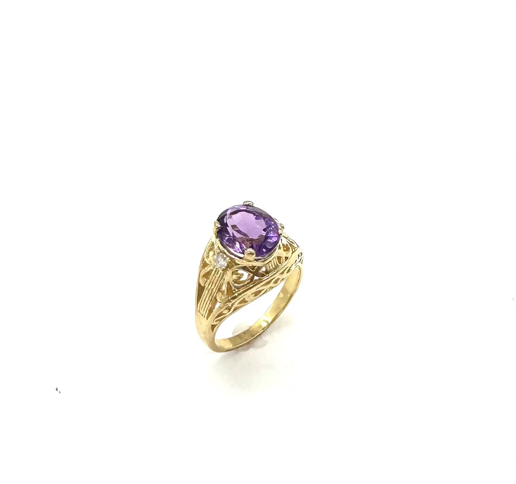 Diamond Accented Amethyst Filigree Ring