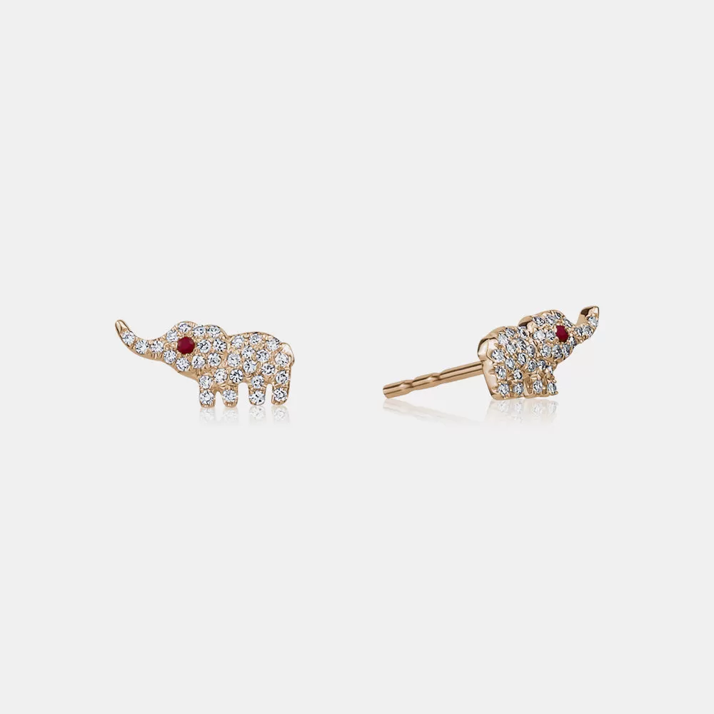 Diamond Elephant Studs