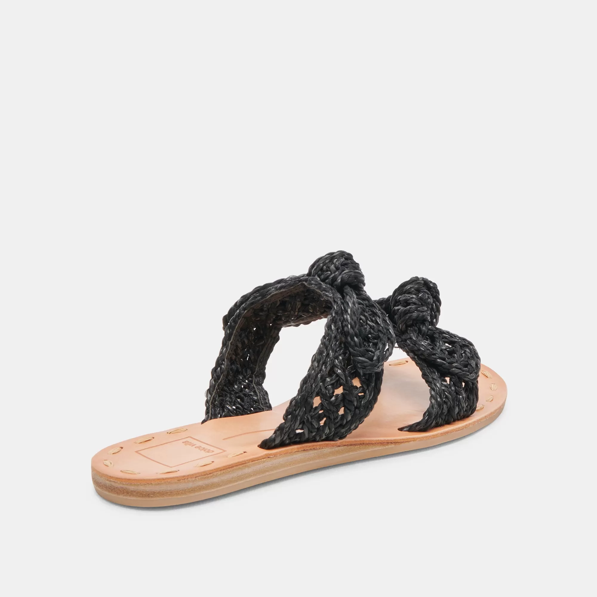 DINAH WIDE SANDALS ONYX RAFFIA