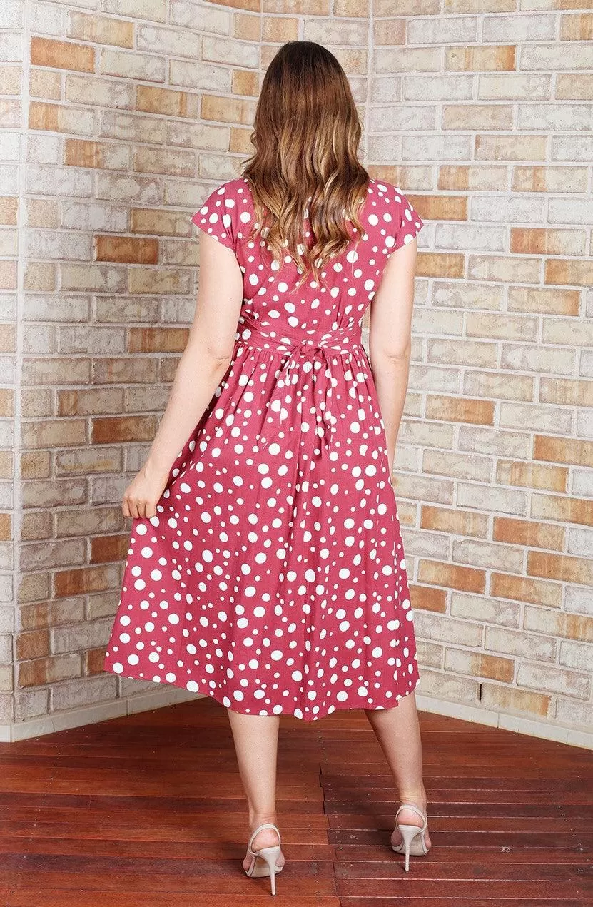 Dominique Dress - Red Polka