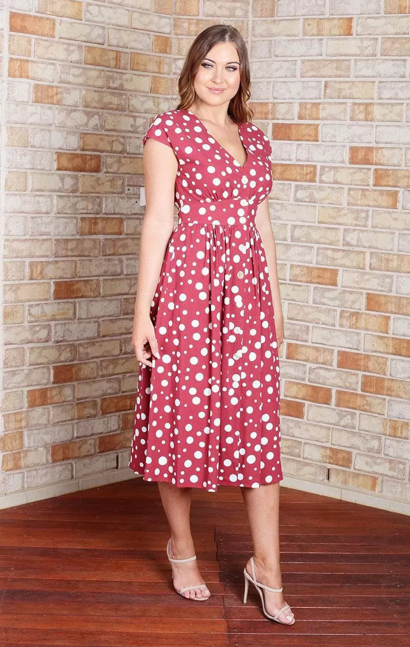 Dominique Dress - Red Polka