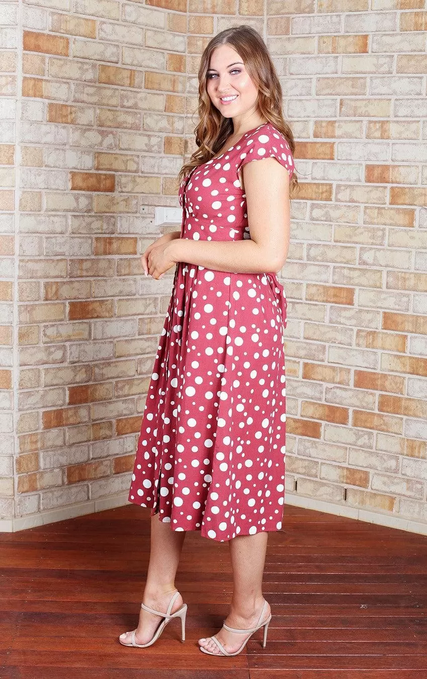 Dominique Dress - Red Polka