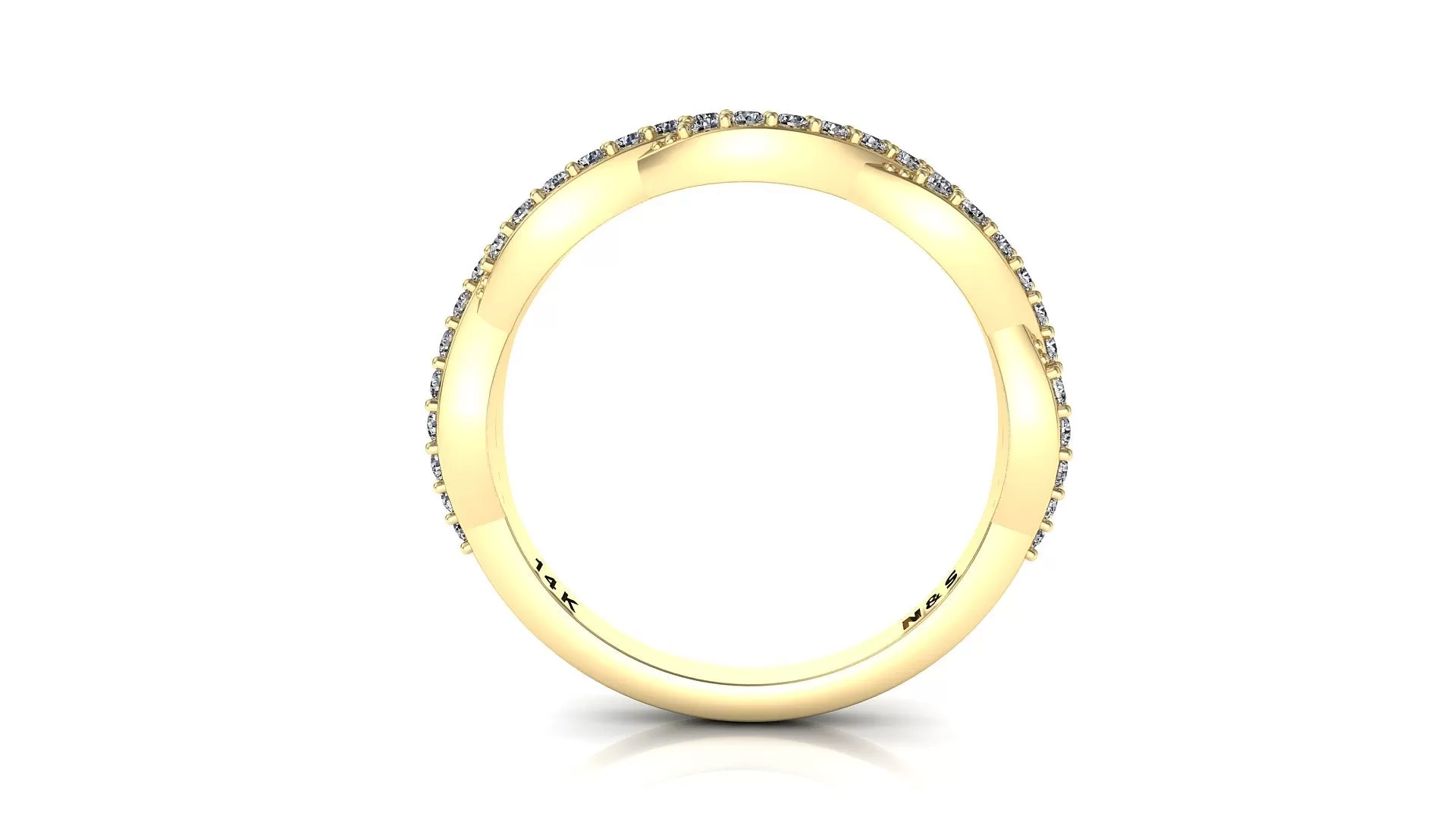 Double Diamond Closed Twist Diamond Band 0.39 ct tw Round-cut 14K Gold BAN082