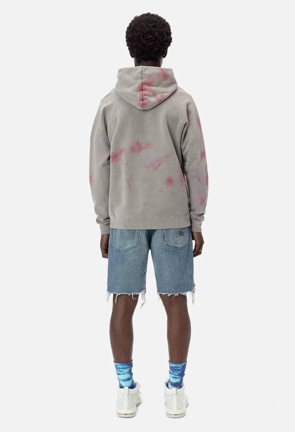 Double Dye Raglan Hoodie / Grey X Pink