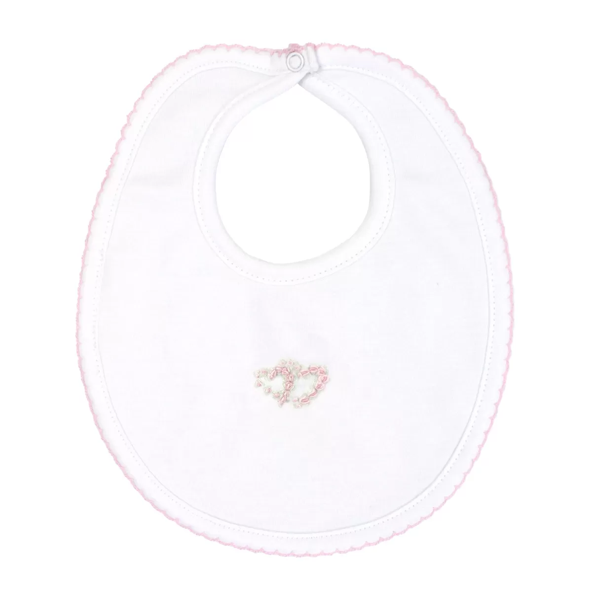 Double Roses Heart Embroidery Bib | Baby Girl