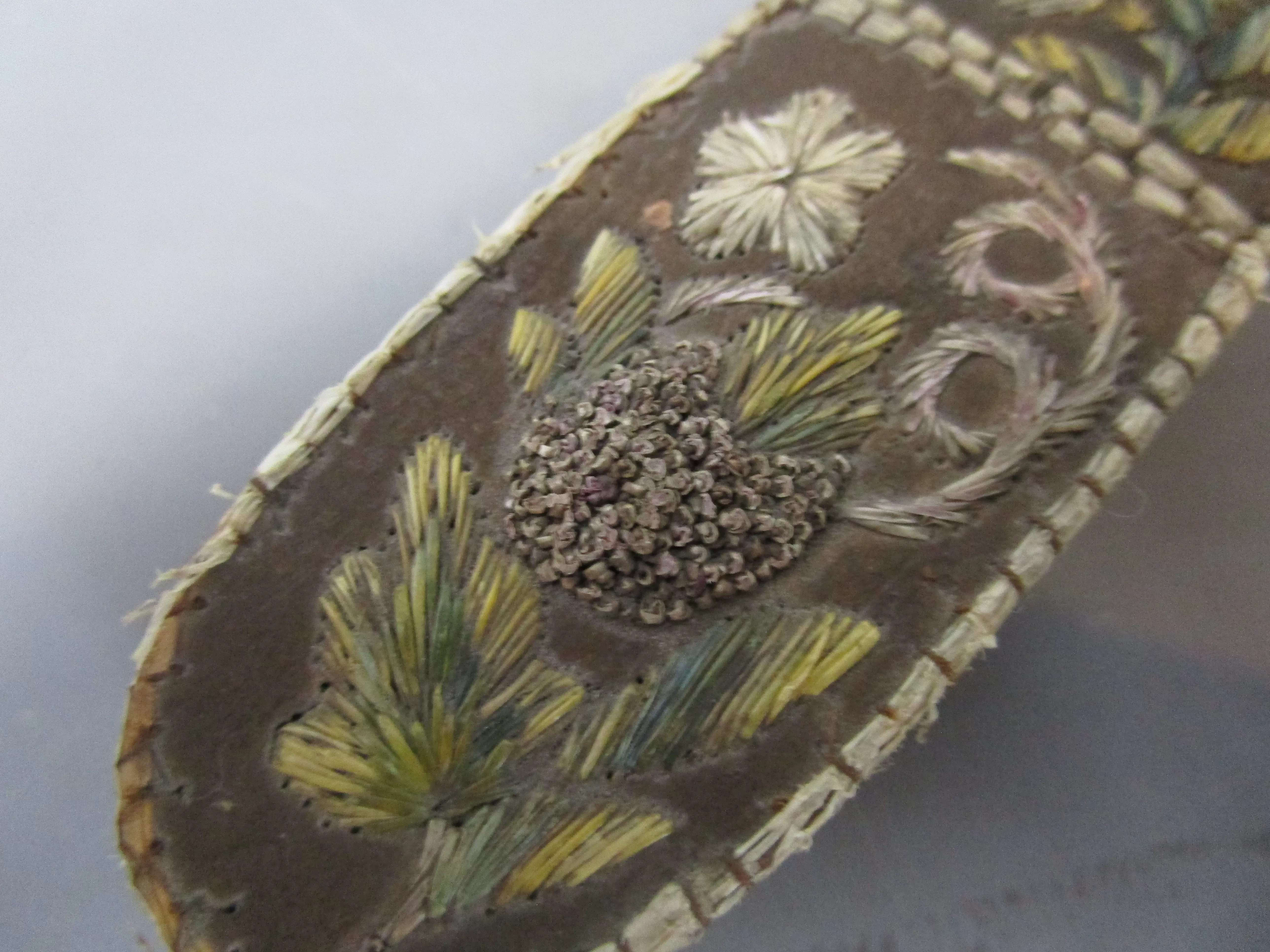 Embellished Textile Quill Work Box Antique 19th Century