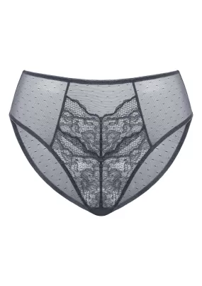 Enchante High-Rise Dark Gray Lace Brief Underwear