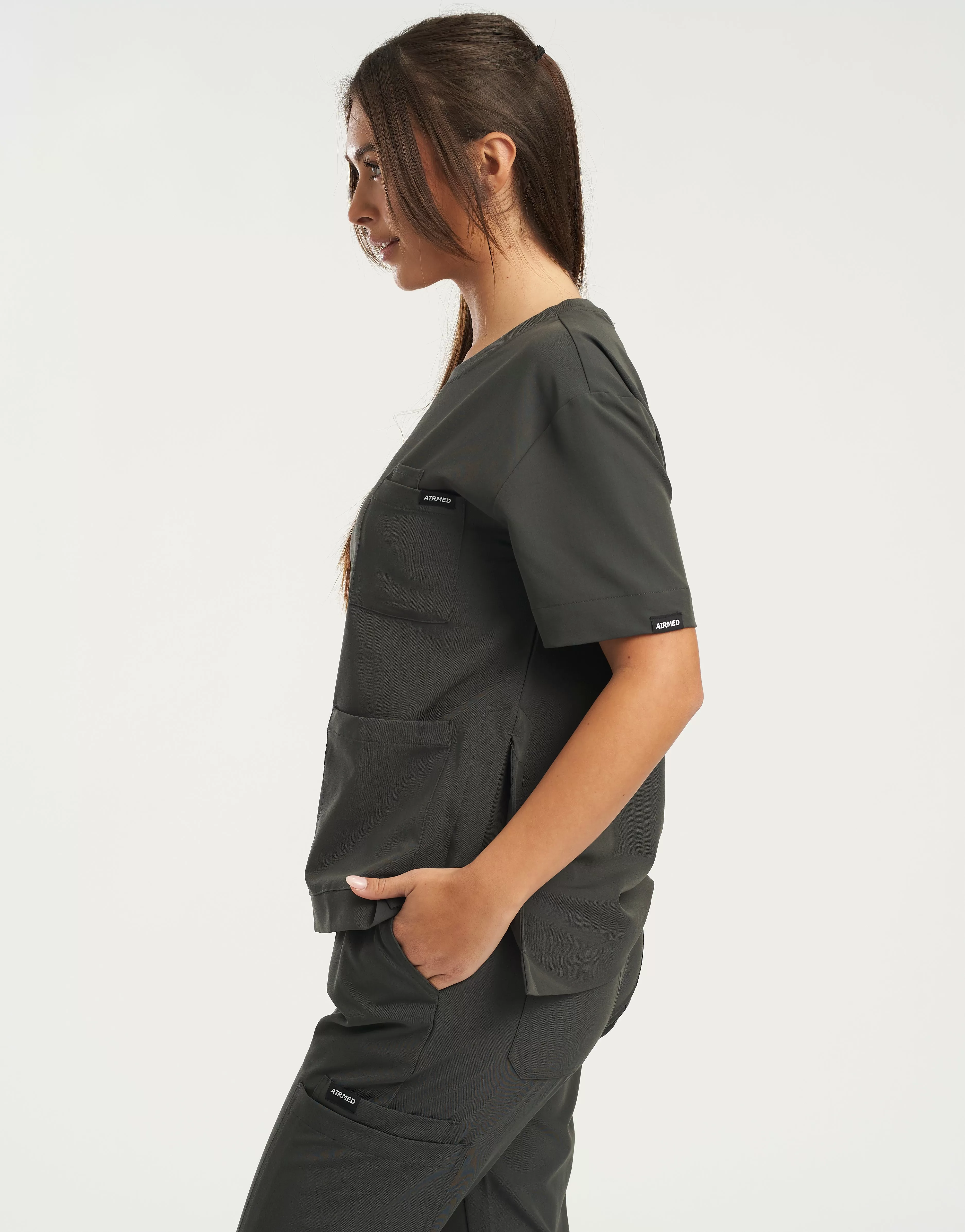 Essential Crewneck Scrub Top - Asphalt