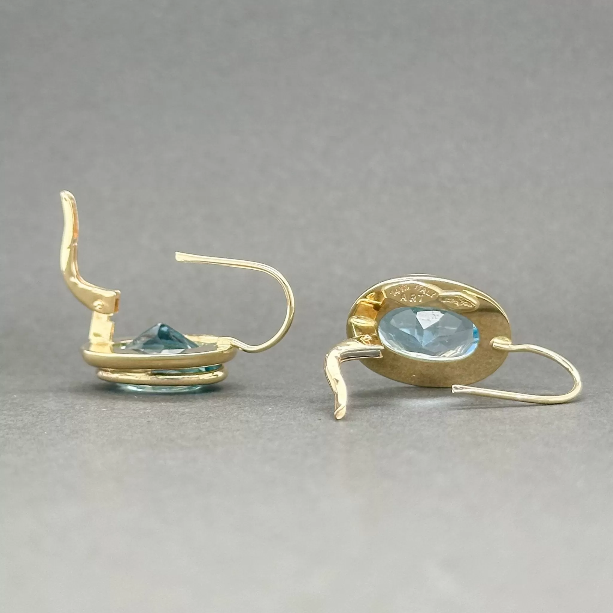 Estate 14K Y Gold 11.88ctw Blue Topaz Drop Earrings