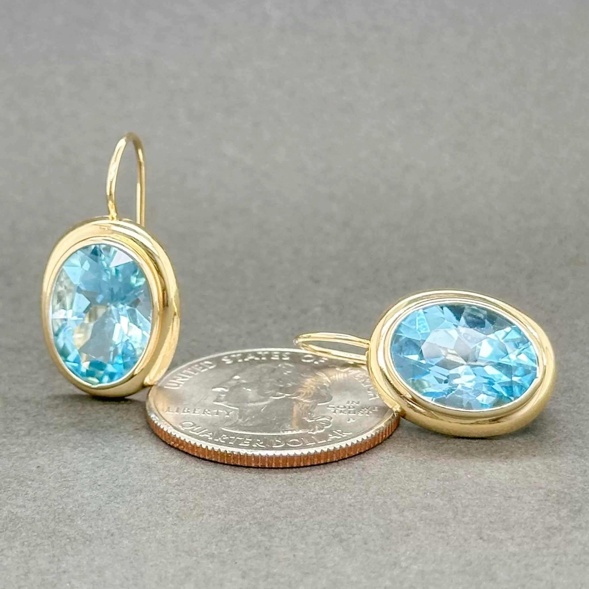 Estate 14K Y Gold 11.88ctw Blue Topaz Drop Earrings