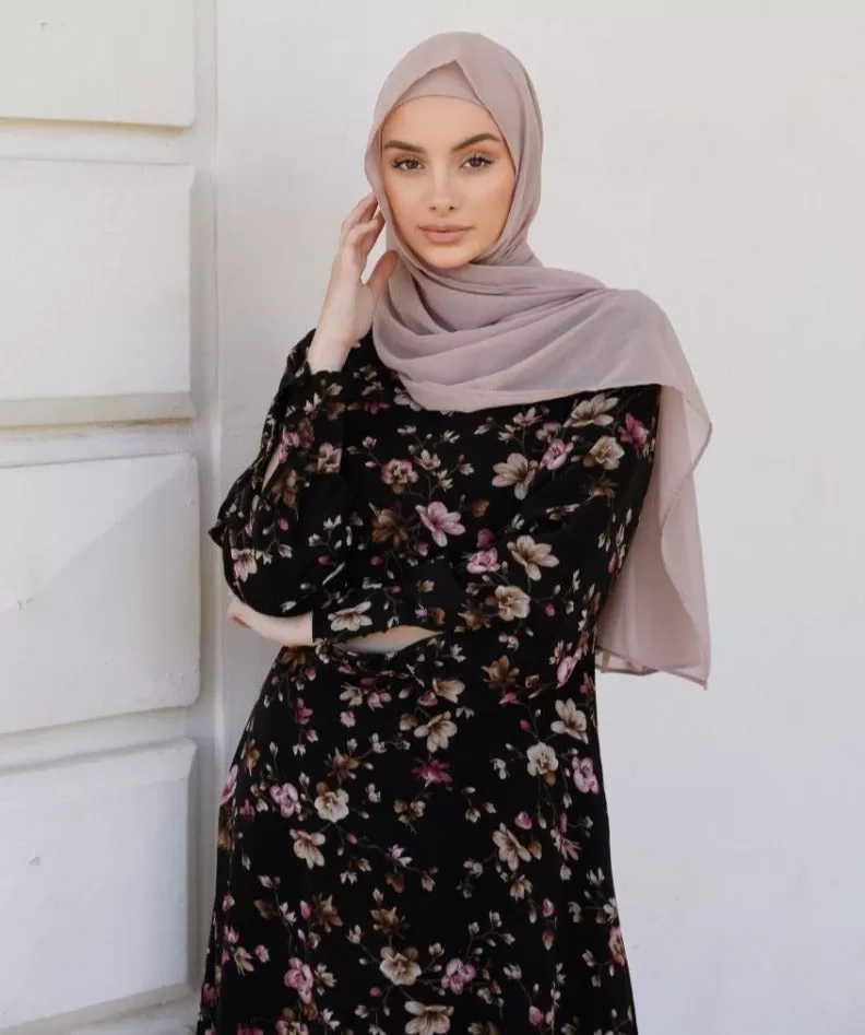 Euphoria Floral Chiffon Long Sleeve Dress