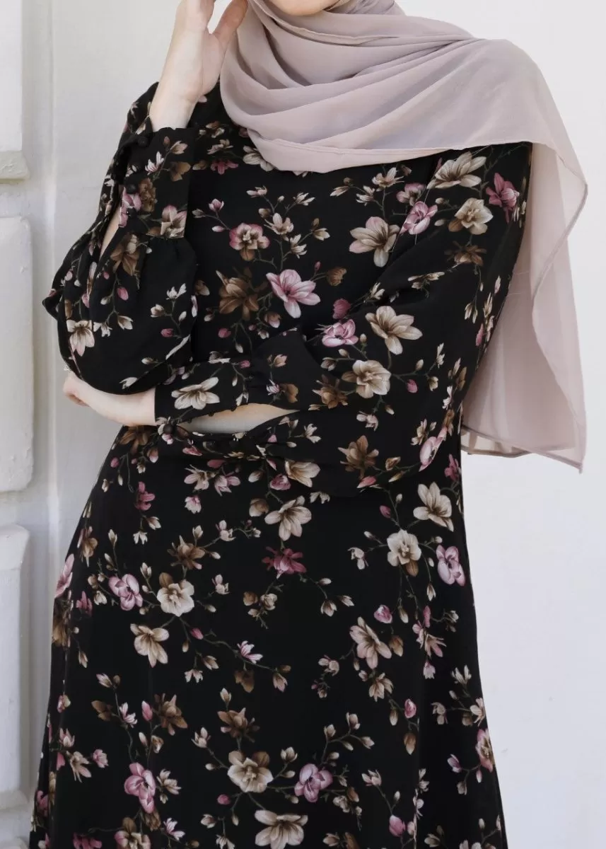 Euphoria Floral Chiffon Long Sleeve Dress