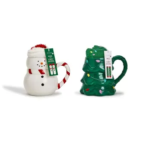 Festive Mug with Super Soft Cozy Socks- Assorted Designs