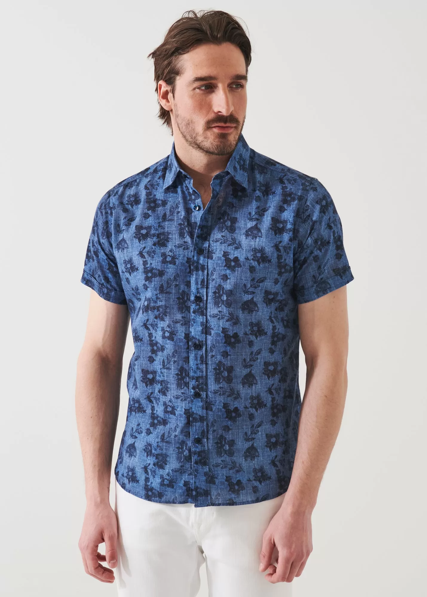 FLORAL PRINT LINEN SHIRT