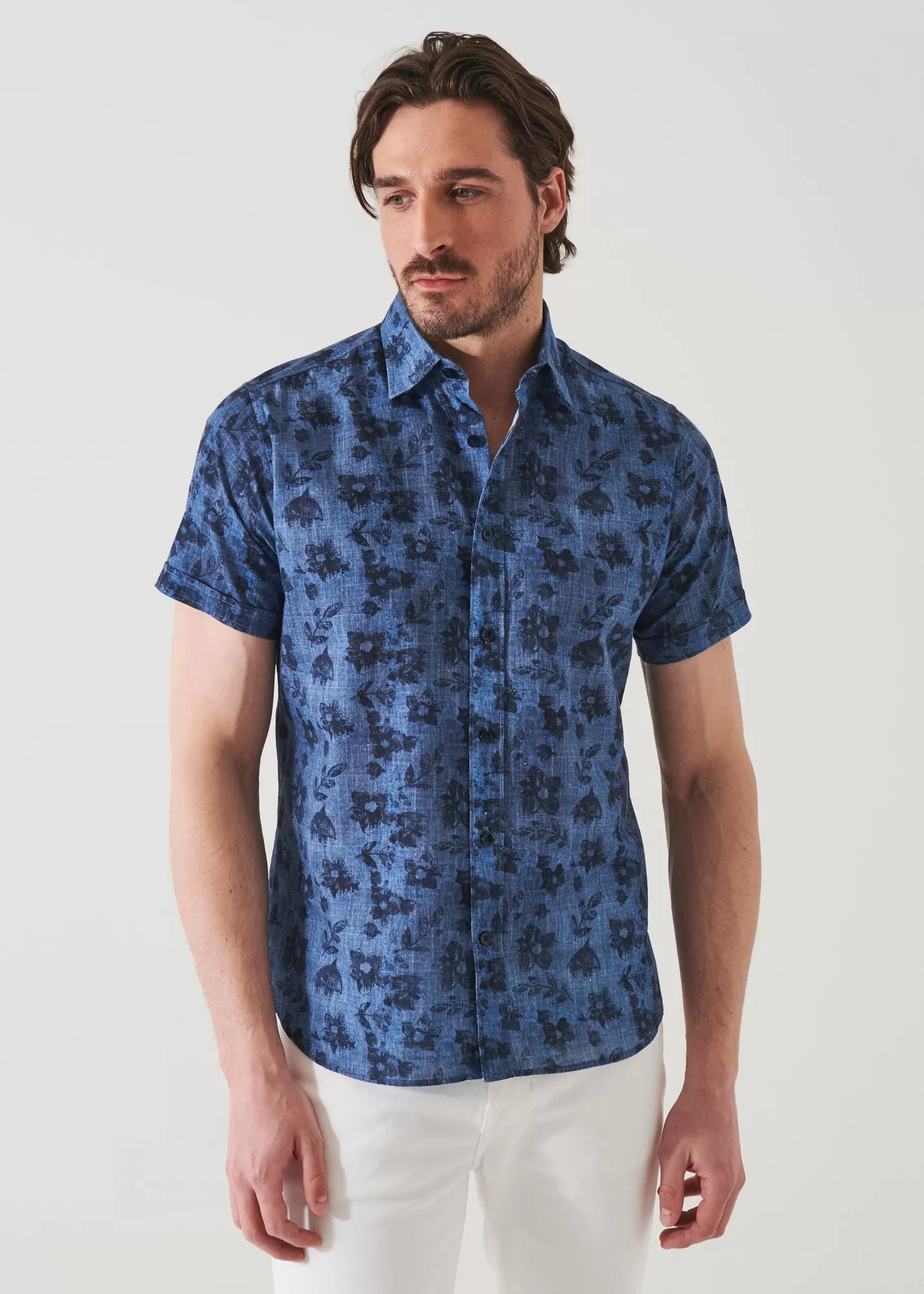 FLORAL PRINT LINEN SHIRT