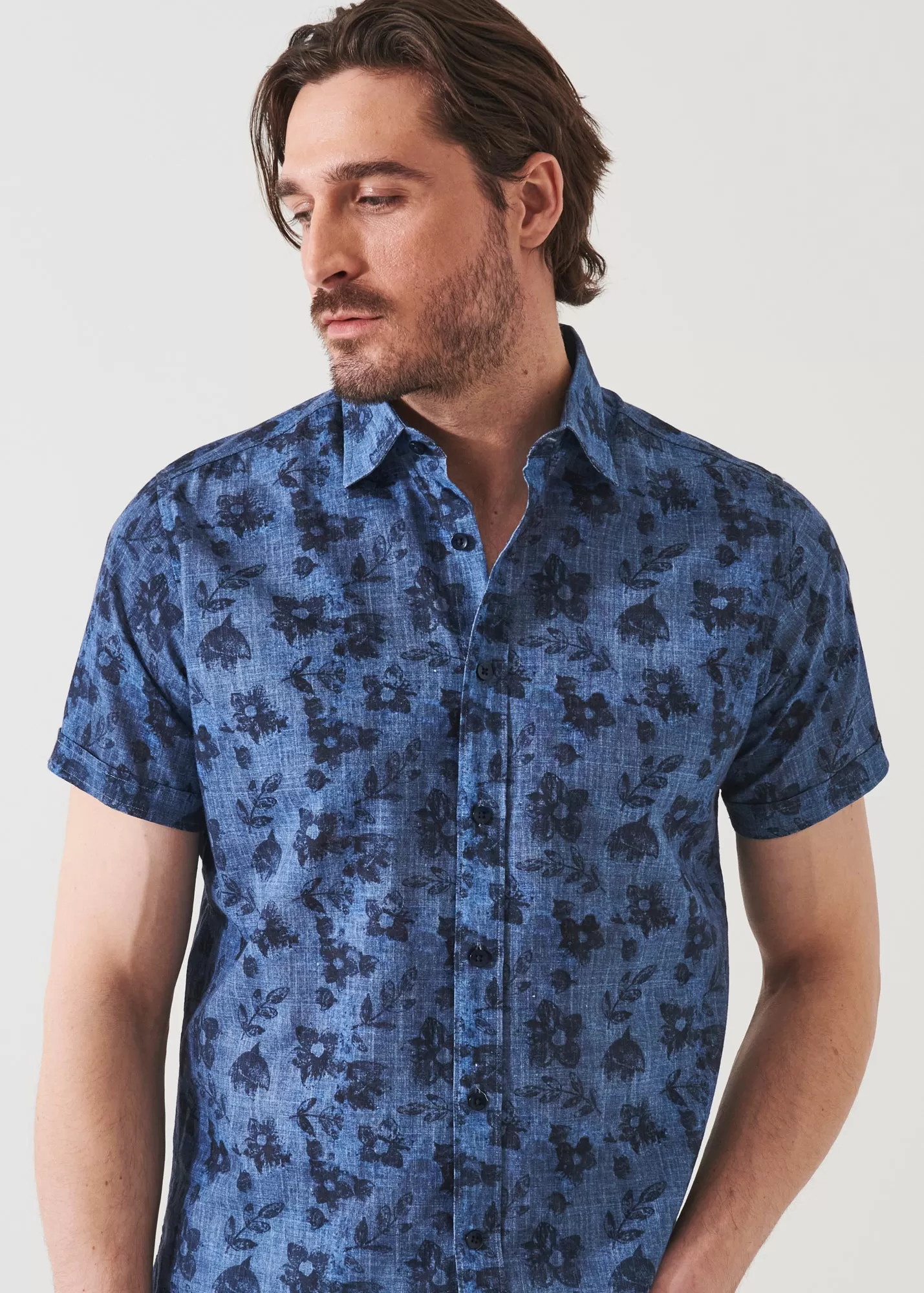 FLORAL PRINT LINEN SHIRT