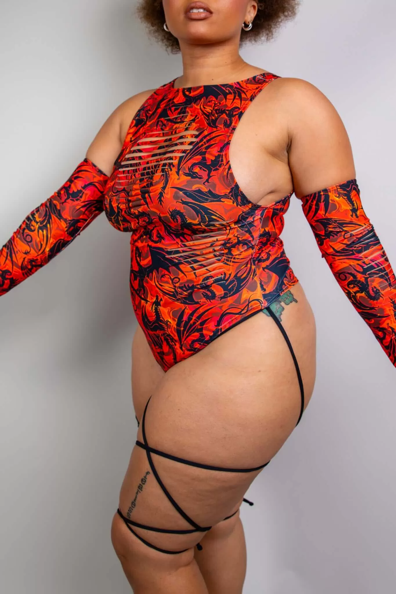 Forbidden Slit Sideboob Bodysuit with Leg Straps