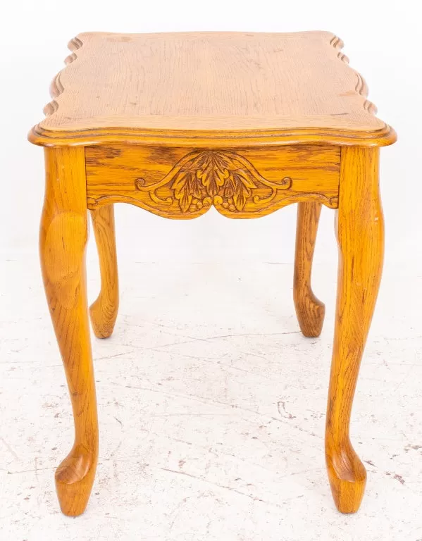 French Provincial Style Carved Oak Side Table