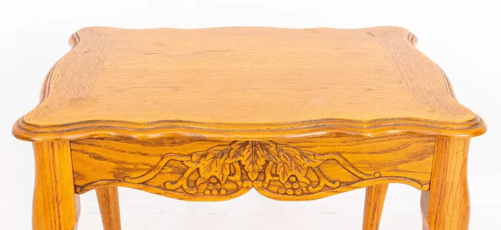 French Provincial Style Carved Oak Side Table