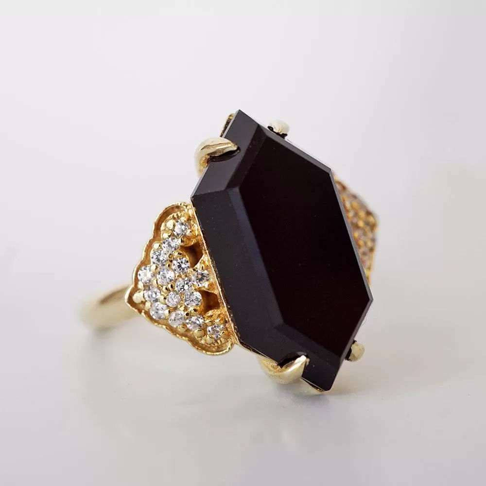 Frozen Onyx Diamond Ring in 14K and 18K Gold