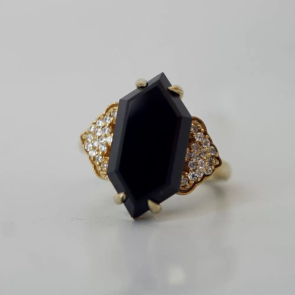 Frozen Onyx Diamond Ring in 14K and 18K Gold