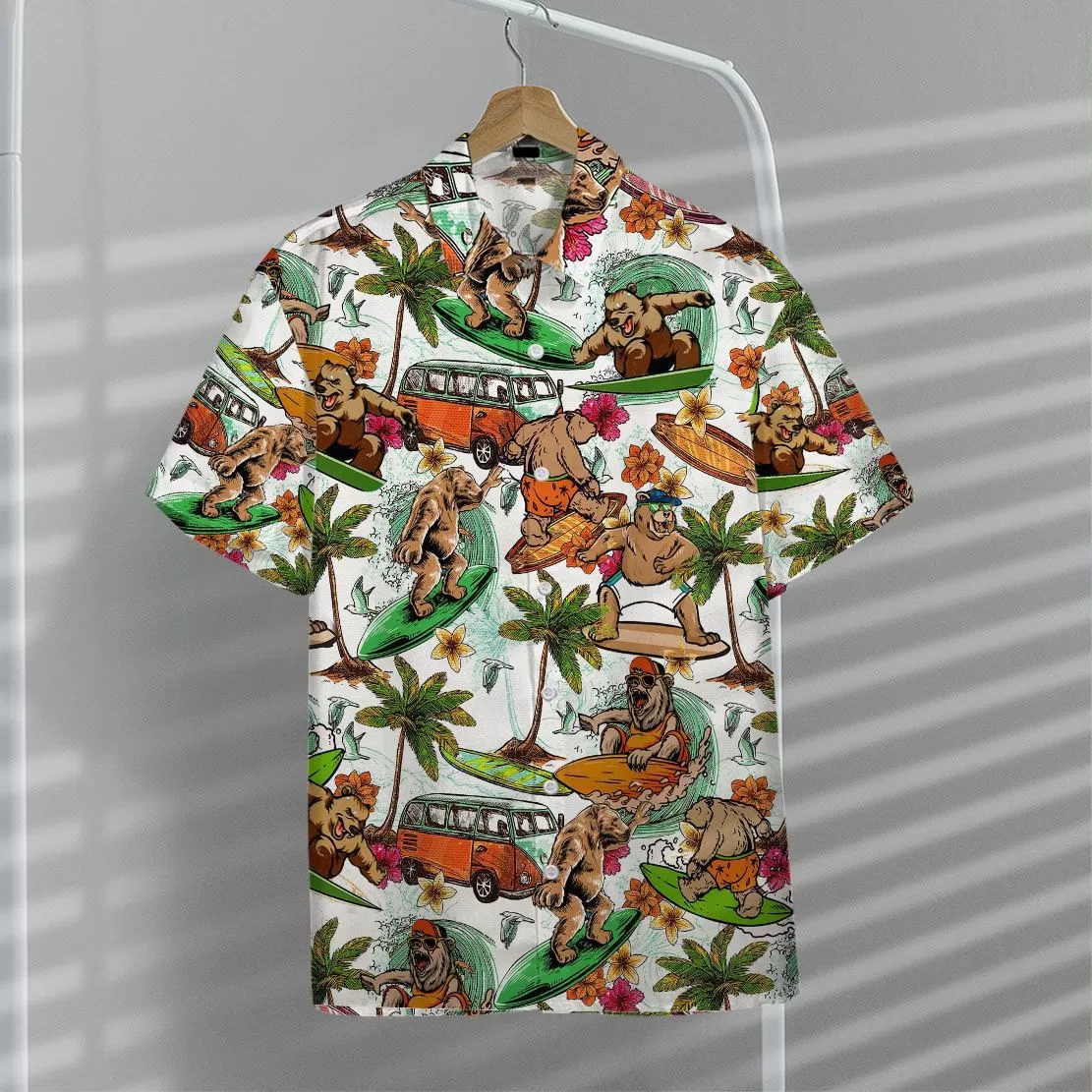 Gearhuman 3D Bear Surfing Hawaii Shirt