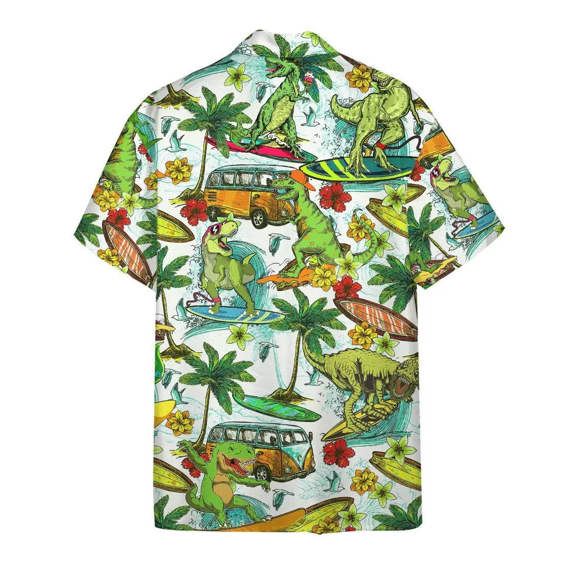 Gearhuman 3D Dinosaur Surfing Hawaii Shirt