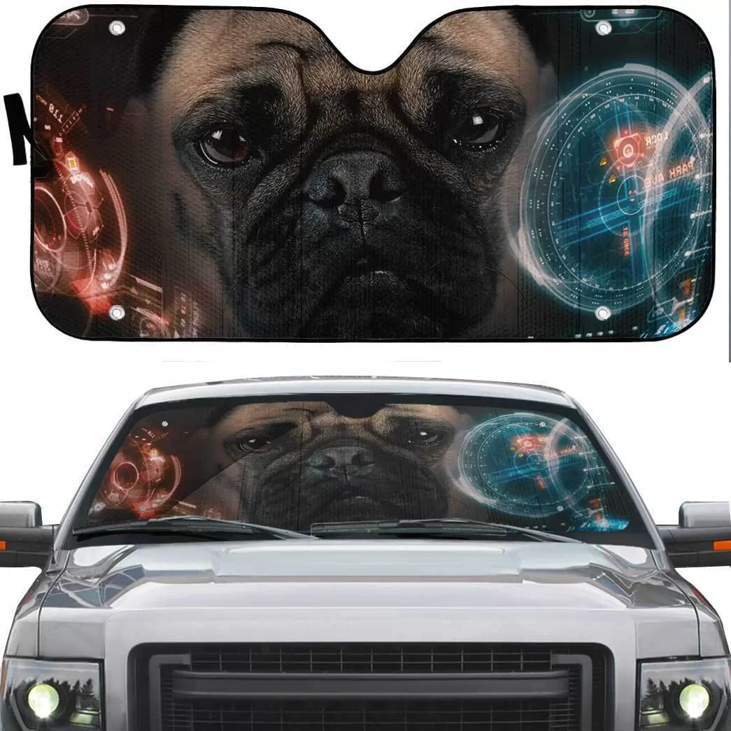 Gearhuman 3D Iron Man HUD Pug Dog Auto Sunshade